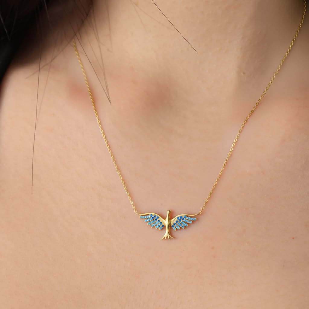 Phoenix Pendant Necklace in 925 Sterling Silver – Dainty Firebird Symbol Necklace, Mythology-Inspired Phoenix Jewelry for Women