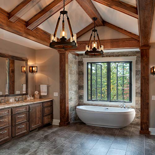 Giluta-Wooden-Ring-Hemp-Rope-Chandelier-Retro-Farmhouse-Pendant-Lighting-Round-Wagon-Wheel-Light-Fixtures-3-Lights-with-Glass-Shade-Brown-C0047 51RNXfBSQ5L