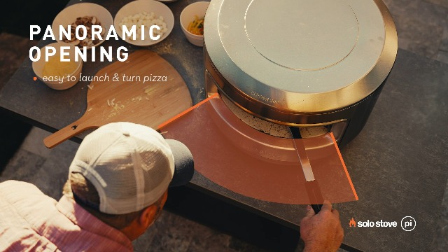 Image of Solo Stove Pi Pizza Oven, Wood & Gas Burner | Incl. Stainless Steel Outdoor Maker, Burning Assembly, Burner, Cordierite Stone (13 mm thick), H: 15.125 in x Dia: 20.5 in, 30.5 lbs, silver