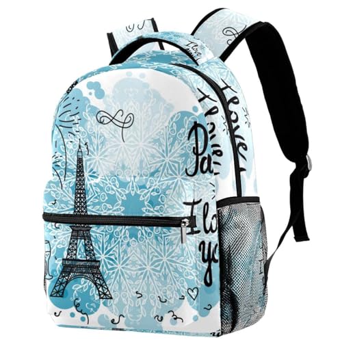 Sac de voyage décontracté grande capacité avec motif Tour Eiffel bleu artistique