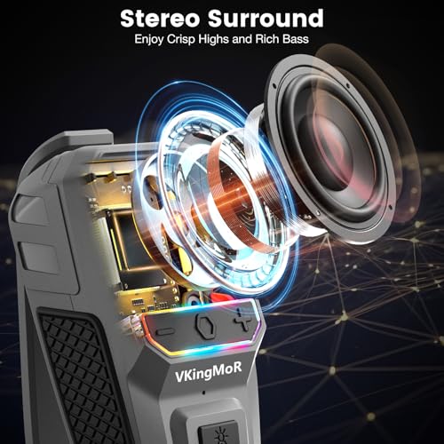 Image of Wearable Bluetooth Speaker, Clip-On Portable Speaker with Built-in Mics Hands-Free Music and Calls for Hiking /Biking, Small Speakerr with LED Light, 15H Battery Life Speakerr(Grey)-New