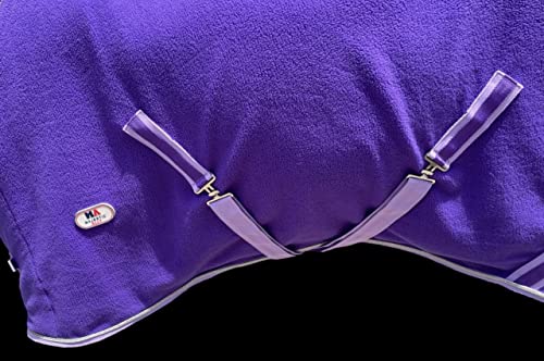 Image of Majestic Ally Anti Pill Fleece Horse Blanket /Sheet with Silver Braided Rope (Purple, 74)
