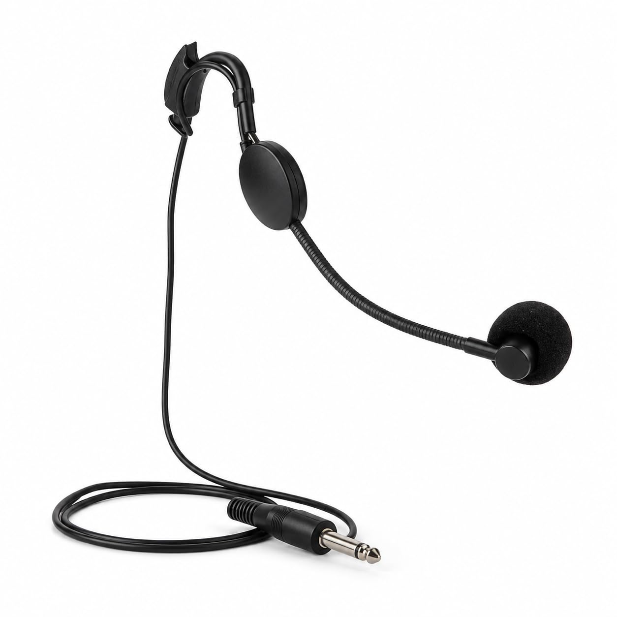 drumstone (10 year warranty wired headset with boom microphone, lightweight mono headset with adjustable headband and flexible microphone, single ear communication headphones