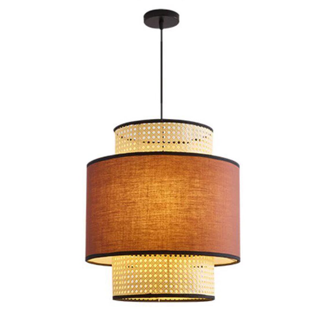 CSSYKV Wabi-sabi Rustic Brown Fabric Decoration Pendant Light for Restaurant - Handmade Rattan Cage Chandelier E27 Socket for Living Room,Bedroom Restaurant Cafe - with Adjustable Cord