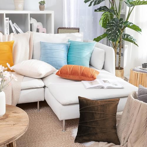 Image of Khooti Velvet Striped Cushion Cover Pack of 1-20 inchX20 inch /51X51 Cm | Brown | Soft Pillow Covers Cushion Case for Sofa Bedroom Livingroom Chair Car, Cushion Cover with Zig Zag Pattern