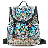 Goodhan Vintage Embroidered Women Backpack Ethnic Travel Handbag Shoulder Bag, 12x10x5 inch