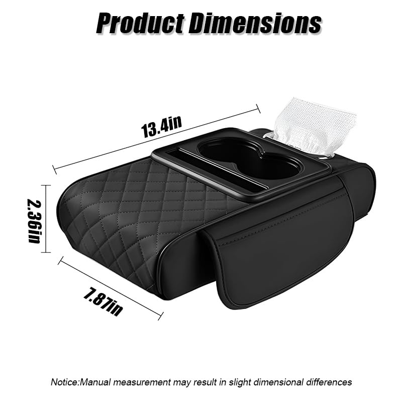 YOFAB Copri Bracciolo Auto per Suzuki Vitara AllGrip 2015-2025, Auto Bracciolo in Pelle PU Pad, Cuscino Console Centrale Imbottitura Braccio per SUV, Camion,A Black
