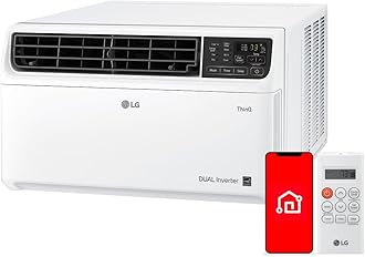 LG 14,000 BTU DUAL Inverter Smart Window Air Conditioner, 115V, Cools 800 Sq. Ft. for Bedroom, Living Room, Apartment, Quiet Operation, ENERGY STAR®, works with LG ThinQ, Amazon Alexa and Hey Google