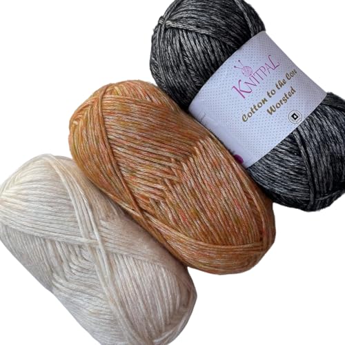 Image of Cotton to The Core Worsted Cotton Yarn, 3-Pack (654Yds /300G) Bumblebee Pack | Worsted Weight Cotton Yarn for Crocheting with Free Patterns, Beginners Friendly - #4 Medium Worsted Weight Yarn for Knitting