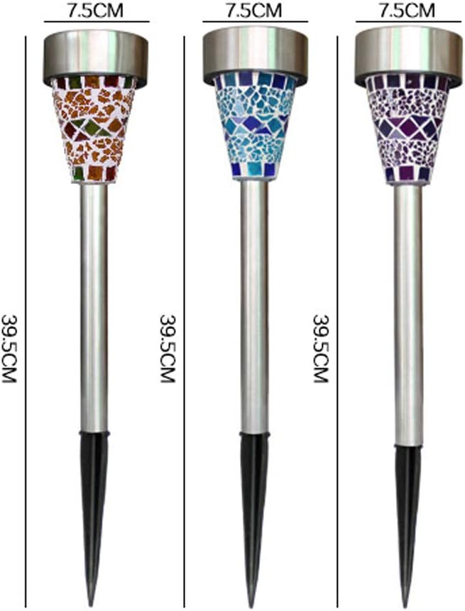 Uonlytech Solar Lawn Lamp, Solar Power Stainless Steel Mosaic Lawn Lamp, Solar Garden Lights for Yard Walkway Lawn Patio Driveway(3 Pcs,Blue,White Light)