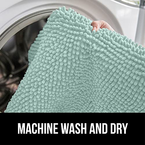 Image of GORILLA GRIP Bath Rug Mat 54x24, Soft Absorbent Chenille, Quick Dry Microfiber Mats, Rubber Backing Washable Shower Floor Rugs, Bathmat Runner, US Designed Bathroom Home Decor Accessories Seablue