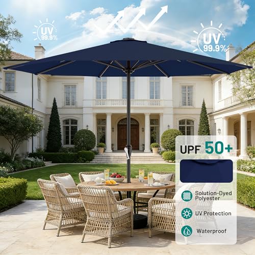 Image of AreShark 12 FT Patio Umbrella for Outdoor, Outdoor Table Umbrella with Crank, Outdoor Patio Umbrellas with 8 Sturdy Ribs, Patio Umbrellas for Market, Garden, Pool (Navy)