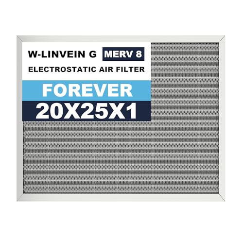 20x25x1 Reusable Air Filter Electrostatic Washable Lasts a Lifetime Breathe Fresher Air in Home and Office HVAC AC Furnace Systems Merv 8 (Actual Size: 19.75x24.65x0.82 Inch)