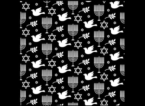 Dove Star of David Menorah Olive Leaf Pattern White Fused Glass Decals