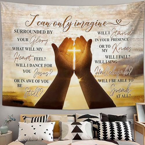 jerkboo Christian Tapestry for Bedroom Christian Decor Jesus Tapestries Wall Hanging I Can Only Imagine Home & Dorm Decor