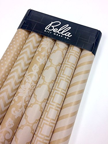 Note Card Cafe Bella Kraft All Occasion Wrapping Paper | 18 Pack | 30 x 120 inch Rolls | Kraft Brown, White | for Birthdays, Weddings, Showers, Gifts, Holidays, Christmas | Recyclable, Biodegradable - Thumbnail 3