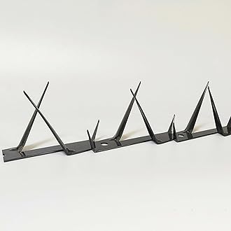 HM&DX Outdoor Wall Metal Spikes with Screws,Security Fence Bird Pigeon Spikes,Hot Dip Galvanized Anti-Theft Anti Climbing Spikes for Roof Walls Railing(M, Black)