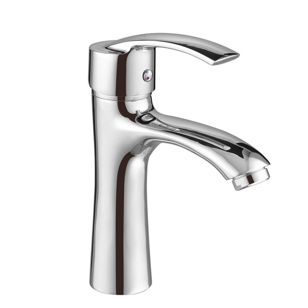 Grifo de Lavabo de un Solo Orificio de Cobre Completo Lavabo Grifo de Lavabo de baño Mezclador de Agua Caliente Fregadero de baño Lavabo Superior Chapado de una Sola manija con aireador