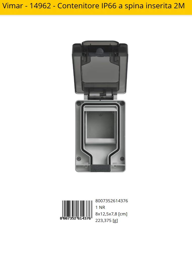 Vimar Plana - 14962 - Contenitore IP66 a spina inserita 2M