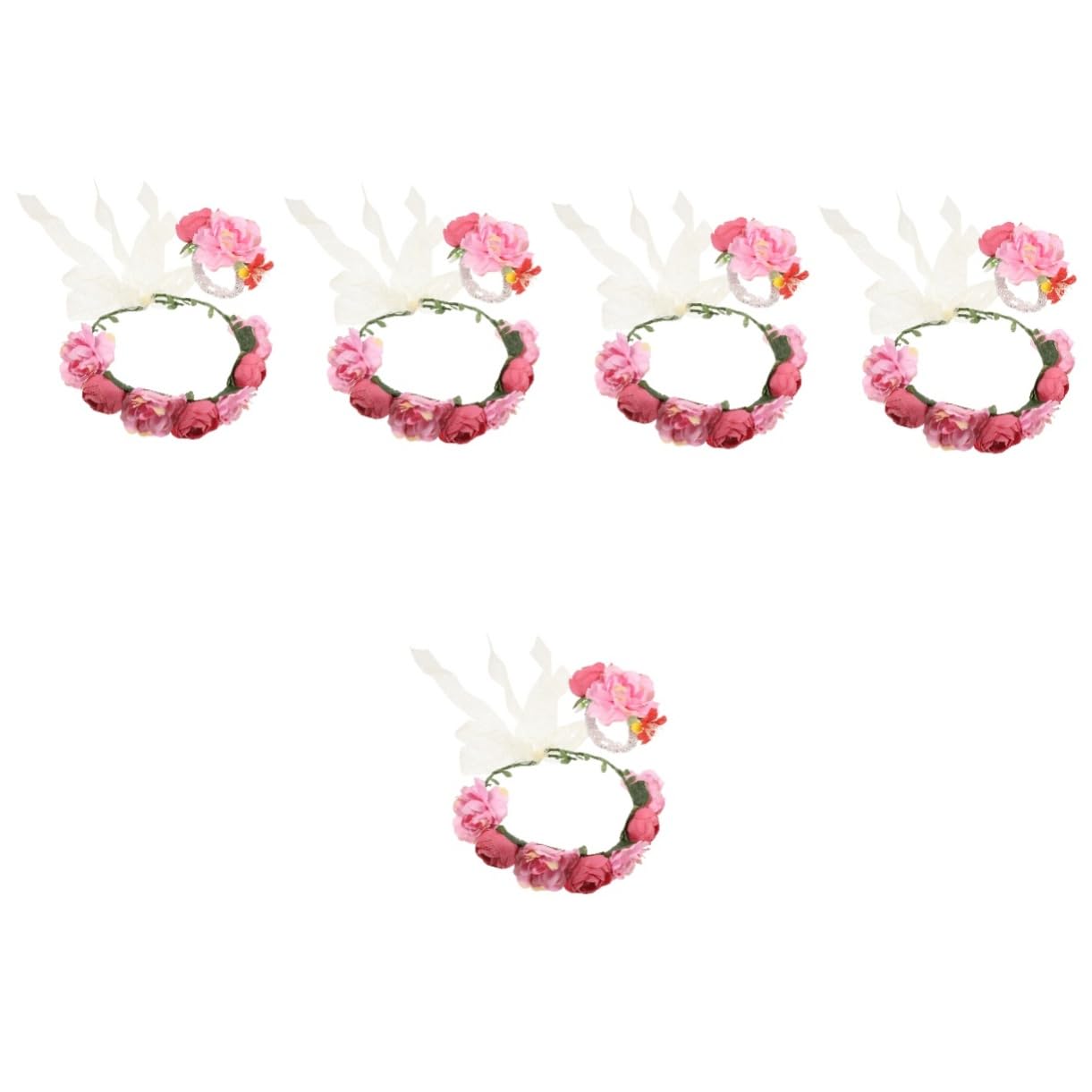 FRCOLOR 5sätze Blumenkranz Haarschmuck Set Für Damen Elegantes Hochzeits-haarnetz Handgelenk-blumenarmband Leicht Romantisch Für Hochzeiten Fotoshootings Cosplay Und Mehr