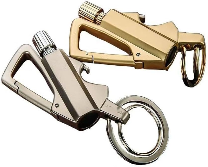Multifunctional Kerosene Keychain Lighter, Reusable, Waterproof, Bottle Opener, Suitable for Outdoor Camping, Hiking(2pack a)