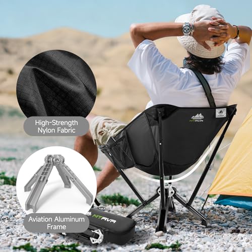 Silla de Camping Plegable Portátil MTRVR, Diseño Patentado de Una Sola Pieza, Negro miniatura 4