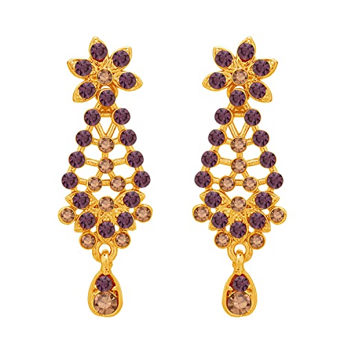 Floral Plated Colour Stone Collar Necklace Set