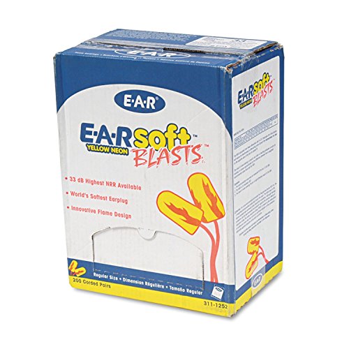 3M E-A-RSOFT BLASTS EARPLUGS, CORDED, FOAM, YELLOW NEON, 200 PAIRS/BOX