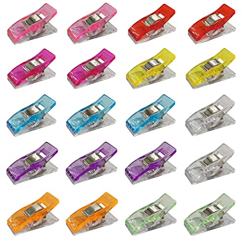 Jedebartey 20 Stück Stoffklammern, Nähen Clips Quilting Clip 9 Farben Kunststoff Clip Cover