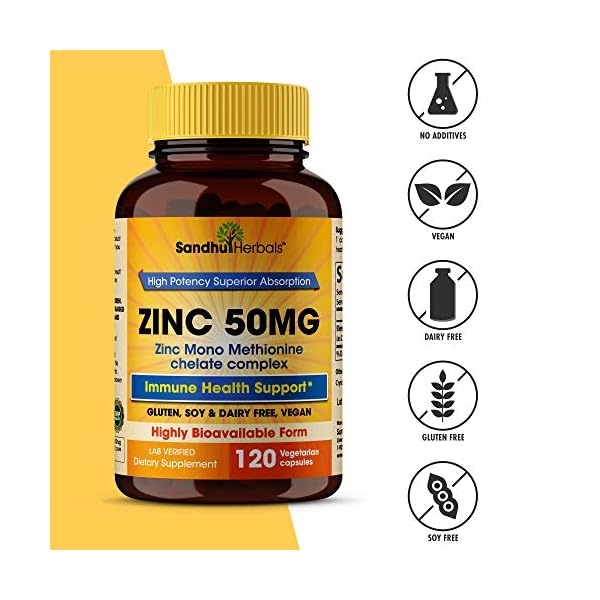 Zinc-50mg-Supplement-120-Vegetarian-Capsules-Zinc-Highly-Absorbable-Supplements-for-Immune-Support-System-Gluten-Free-Zinc-Supplement Zinc 50mg Supplement 120 Vegetarian Capsules, Zinc Highly Absorbable Supplements for Immune Support, Gluten Free