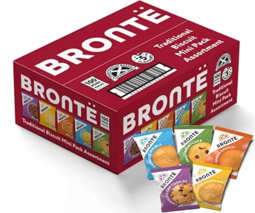 Image of Brontë Biscuits Variety Box, 100 Mini Packs, 5 Flavours (1 Biscuit Per Pack), Individually Wrapped, for Coffee, Tea, Office, Lunch Boxes & Hospitality By Red Rainbow