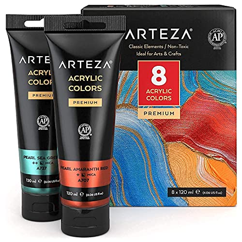 Arteza Metallic Acrylic Paint Bundle: Classic And Floral Colors, Painting Art Supplies For Artist, Hobby Painters & Beginners #TOP1