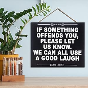 JennyGems Funny Signs If Something Offends You Hanging Wooden Sign Funny Gifts for Men Bar Sign Mancave and Garage Decor Made in USA