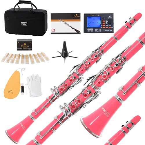 Image of Mendini by Cecilio Ebonite Bb Clarinet Kit for Beginner - Pink