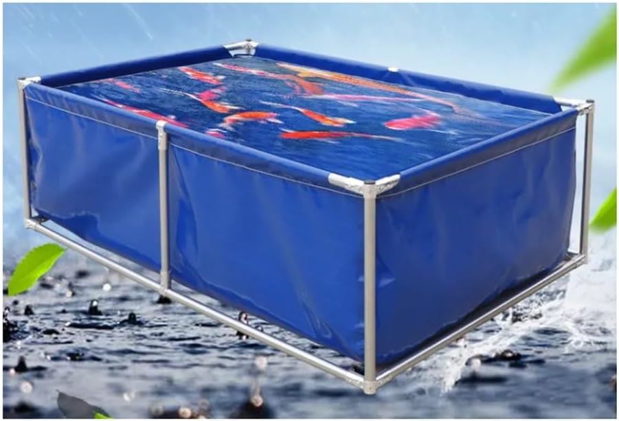 Extra Thick Above Ground Pool, Outdoor Fish Pond for Breeding, Durable Canvas Folding Swimming Pool, Ideal for Household Use & Balconies (150x100x80CM)