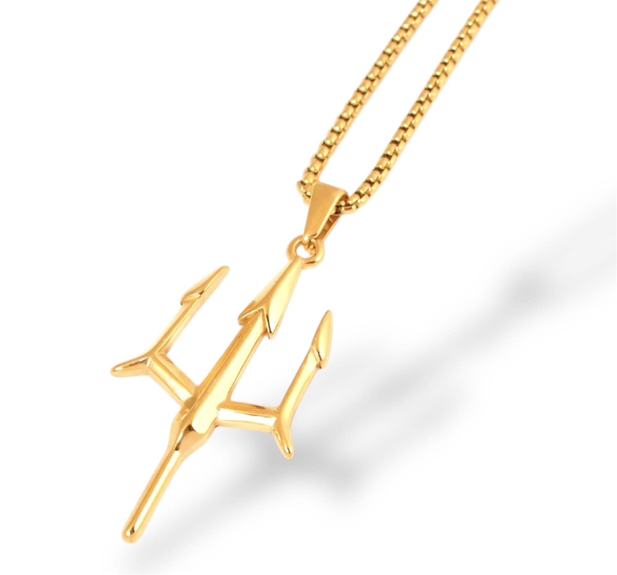 Frolics India Trishul Pendant Necklace for Men & Women | Lord Shiva Trident Pendant with Chain | Stainless Steel Chain Necklace | Mahadev Religious Spiritual Devotional Jewelry Gift