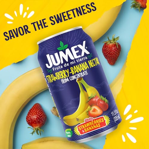 Image of Jumex Strawberry Banana Nectar Juice - Made with Fresh Fruit Puree - Tropical Fruit Juice Concentrate for Smoothie Mix, Cocktail Mixers & Kids Drinks & Beverages - 11.3oz, 1 Pack Canned Drink