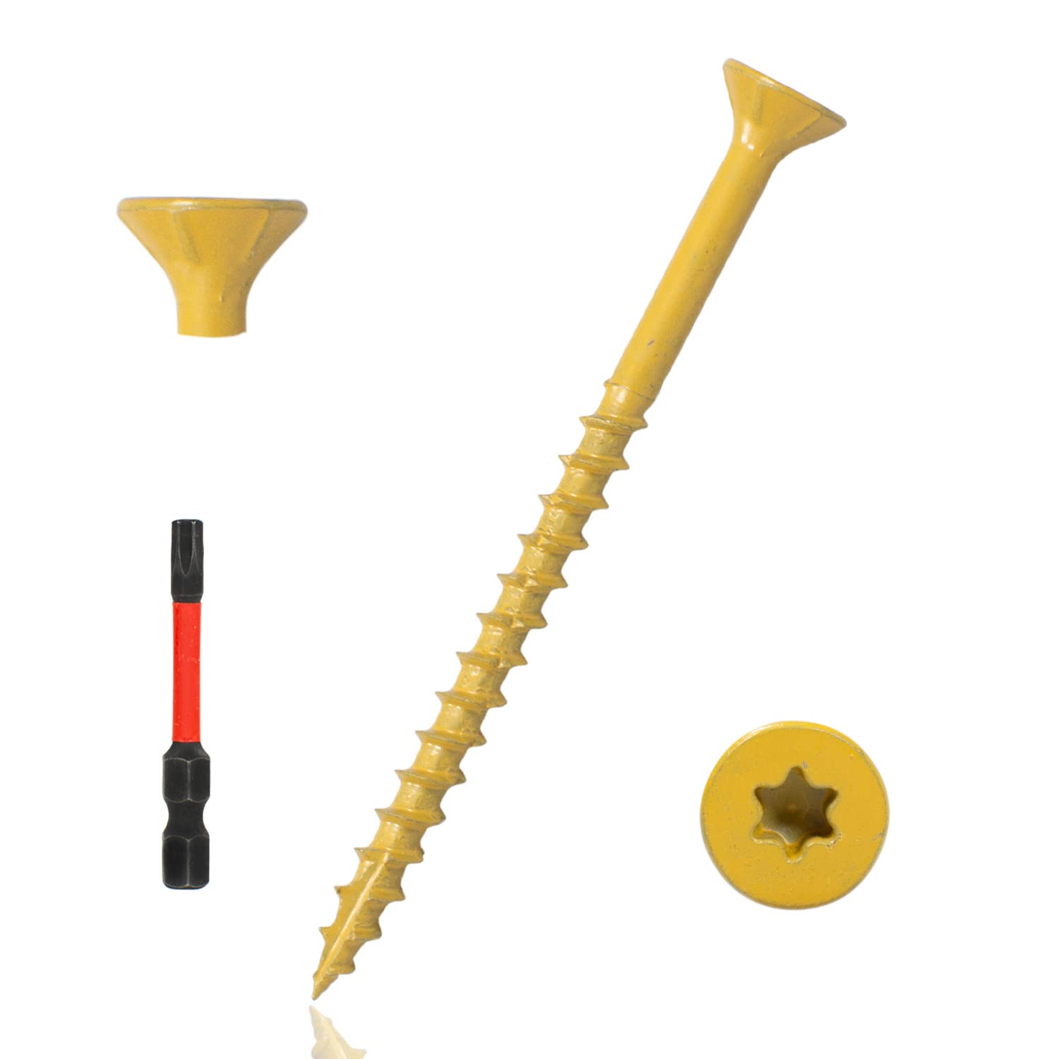 500 Pcs Exterior Deck Screws #10×3 inch, 7.2lb Wood Screws with Yellow Ceramic Coating, Premium Outdoor Rust Resistant Self Taping Screws,T25 Drive Bit includs.