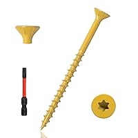 Vista 7 de 400 piezas de tornillos para cubierta exterior 8#×1 pulgada, tornillos de madera con revestimiento cerámico amarillo, tornillos autoperforantes