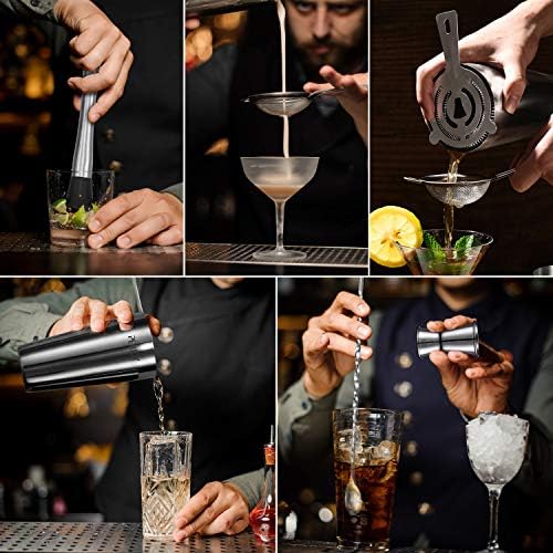 Cocktail Shaker Set, 16 Piece Bartender Kit, Cocktail Shaker, Stainless Steel Bar Set Accessories, Coktail Set, Boston Shaker, Drink Mixer Shaker, Bartending Bar Tools with Muddler Spoon Jigger - Thumbnail 4