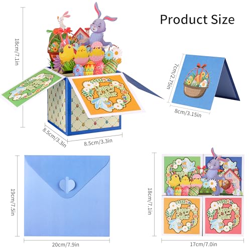 Œufs de Pâques carte de lapin en relief 3D avec pochette de correspondance