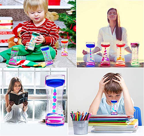 Liquid Motion Bubbler Timer Pack of 4 Colorful Hourglass Liquid Bubbler ADHD Fidget Toy Sensory Toys Anxiety Toys Autism Toys Children Activity Calm Relaxing Desk Toys for Kids Teenager Adults - Thumbnail 4
