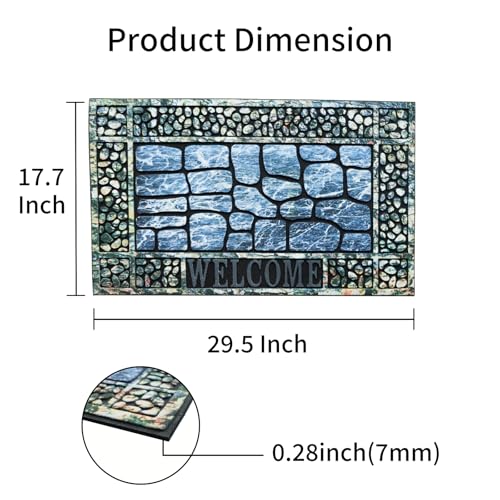 Door Mat Welcome Mat, Heavy Duty Door Mat 17.7 x 29.5 Inch Front Rug Doormat for Outdoor Entrance Home Non-Slip Rubber Rug for Front Door, Outside, Entryway, Patio (Blue Welcome) — view 3