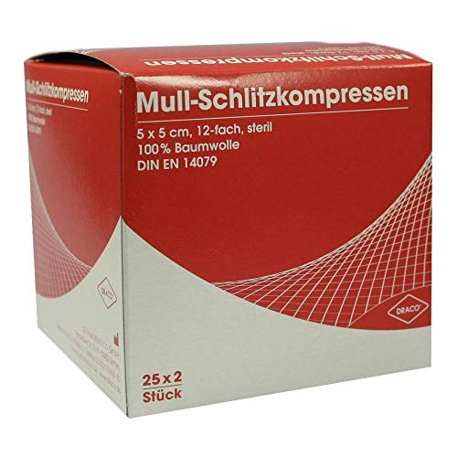 Schlitzkompressen Mull 5x5 cm Steril 12fach