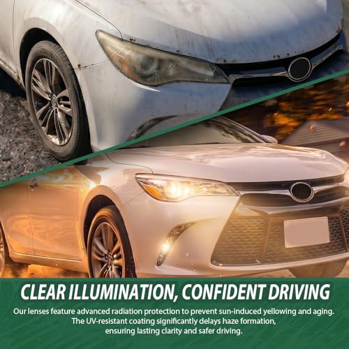 Image of GRAND ORANGE Right Headlight Compatible with Toyota Camry 2015-2017 TO2503222 TO2502222 TO2503223 TO2502229 TO2503229 8111006860 8115006C70 8111006C70 Clear Lens Black Housing Amber Reflector