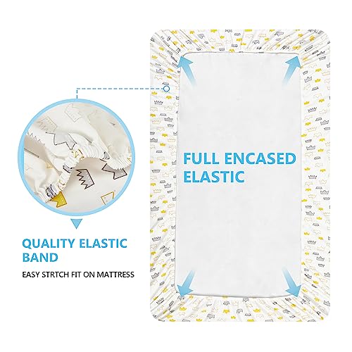 Image of TILLYOU 2 Pack Fitted Crib Sheet Set - 100% Natural Cotton Toddler Bed Mattress Sheets,Standard 28 inchx 52 inch, Gray Crown & Light Gray