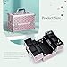 Joligrace Makeup Train Case Professional Cosmetic Organizer Aluminum Storage Box with 4 Adjustable Dividers Trays Lockable Portablewith Shoulder Strap - Neutral Pink