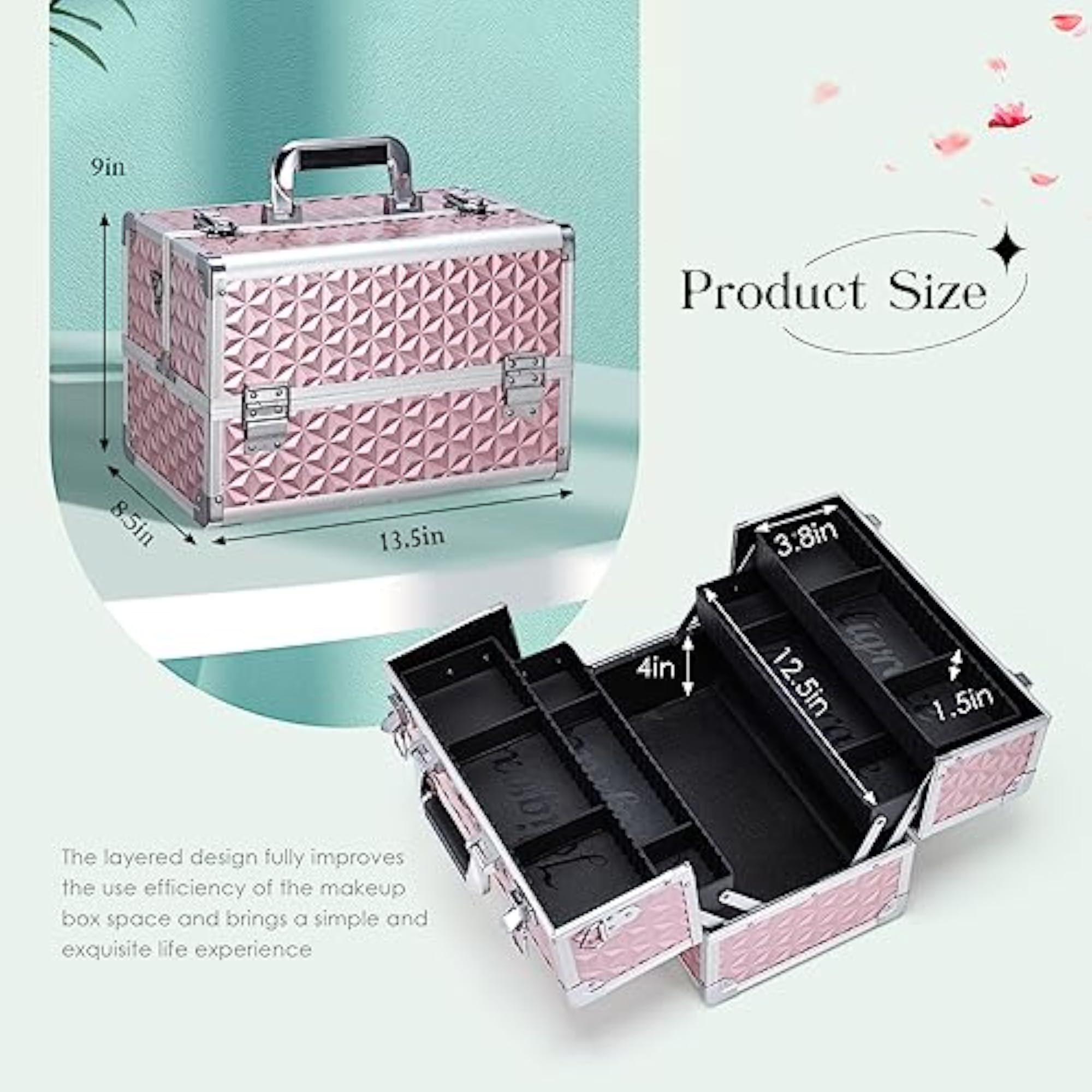Makeup Train Case Professional Cosmetic Organizer