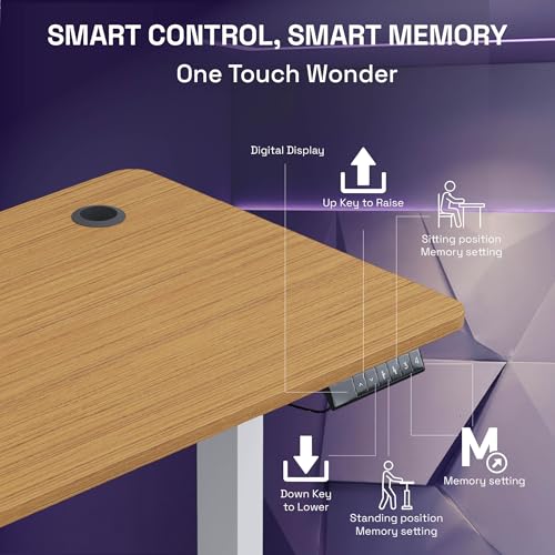 Image of Wakefit Study Table | 5 Yr Warranty | Standing desk, Computer Table for Home Pc, Electric Height adjustable, Digital Display & 4 Memory Presets, Free Installation, Modern Ergonomic Wobble-Free - Notiq