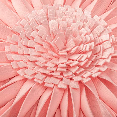Jwh Pink Flower Pillow Cover Aesthetic Decorative Round Throw Pillow 3D Sunflower Accent Pillow Case Hand Crafted Floral Cushion For Couch Bed Farmhouse Bedroom Decor Euro Shams 12 Inches #TOP3